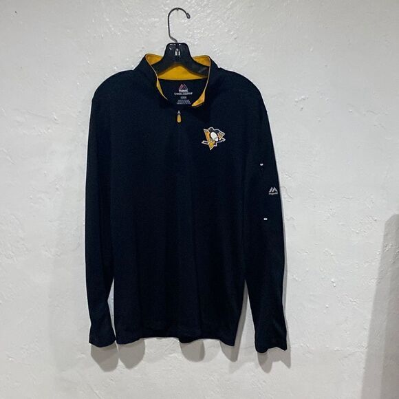 Pittsburgh Penguins Majestic Cool Base 1/4 Zip Pullover Jacket Mens Size Medium - Picture 1 of 5